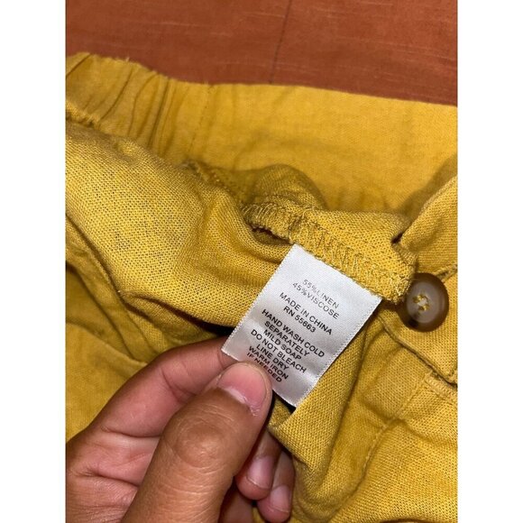 Joie Yellow Pleated Linen Elastic Waist Wide-Leg Cropped Pants Women's Size 28 - Picture 7 of 8